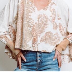 Free People shirt True Perfection almond milk cotton we the free oversized